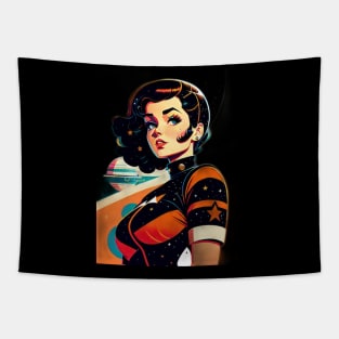 Space Pin Up Girl Tapestry