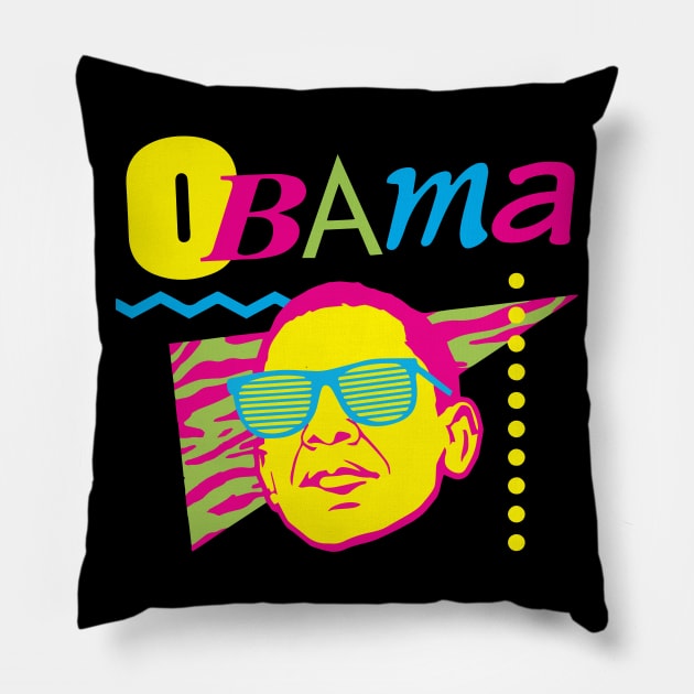 Obama - 80s Pillow by TheAnchovyman