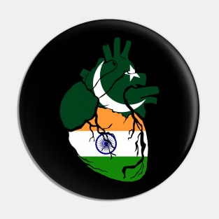 Pakistan and India flag heart Pin