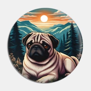 pug dog in the wild during sunset Pin