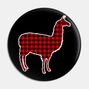 Buffalo Plaid Llama Christmas Pattern Pin