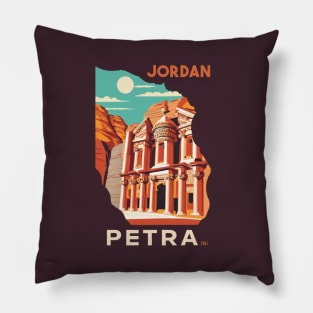 A Vintage Travel Art of Petra - Jordan Pillow