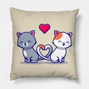 Couple Of Cat Cartoon Pillow