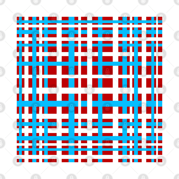 Interlocking Stripes White Red Light Blue by BlakCircleGirl