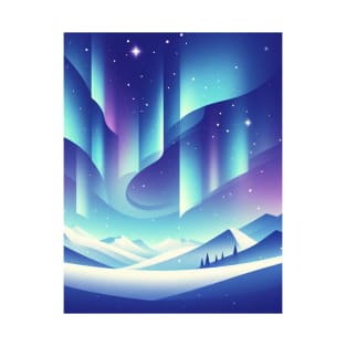 Northern Lights Design With Stars T-Shirt