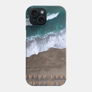 Sandy Beach with Umbrellas and Sea Waves Phone Case