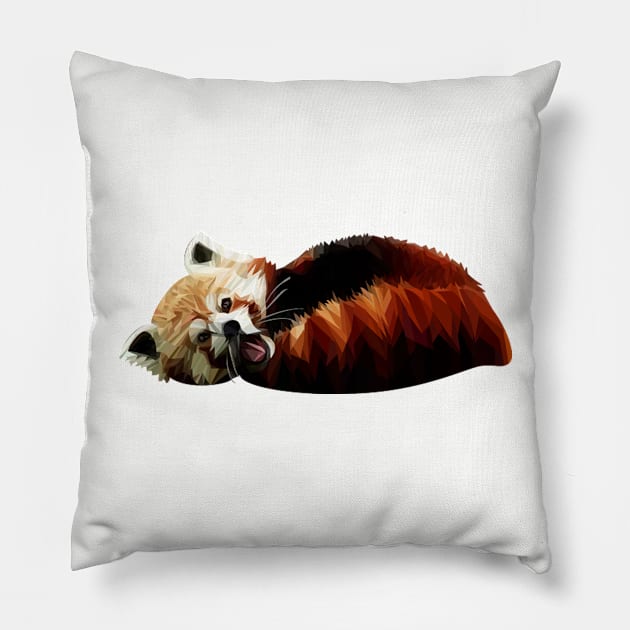 Cute Red Panda Curled Up Pillow by calliew1217