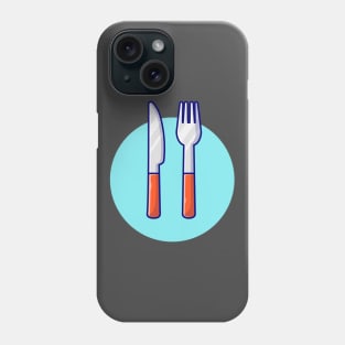 Fork And Knife Cartoon Vector Icon Illustration Phone Case