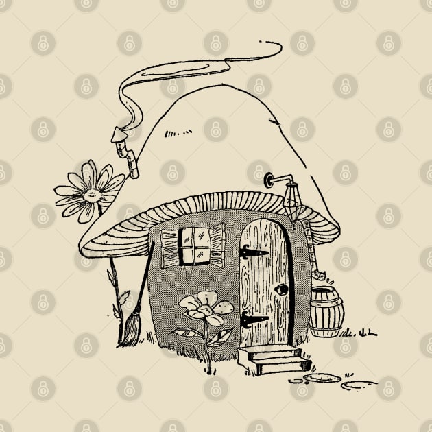 Mushroom Hut, Cottagecore Aesthetic, Adventure for Vintage Mycology and Gardening Lovers by Ministry Of Frogs