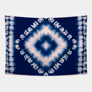 Blue and Pink Tie Dye Diamond Pattern Tapestry