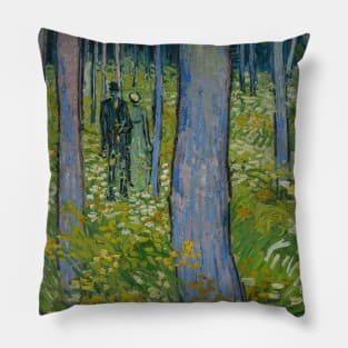 Undergrowth with Two Figures (1890) by Vincent van Gogh Pillow