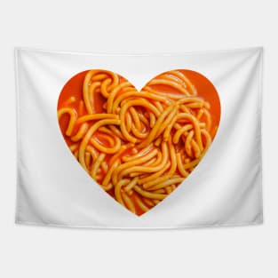 Spaghetti Noodles in Tomato Sauce Photo Heart Love Tapestry