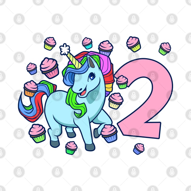 I am 2 with unicorn - girl birthday 2 years old by Modern Medieval Design