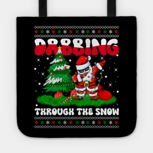 Dabbing Through The Snow Santa Dab Dance Christmas Lights Sunglasses Tote