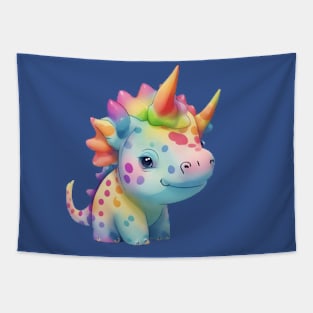 Cute Triceratops Polkadot Tapestry