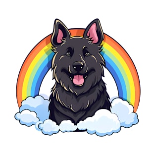 Cute Belgian Sheepdog Rainbow Cloud Kawaii Dog Happy Puppy T-Shirt