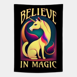 Believe In Magic CatUnicorn Tapestry