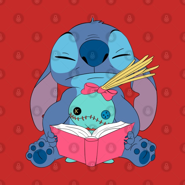 Stitch read a book by Nykos