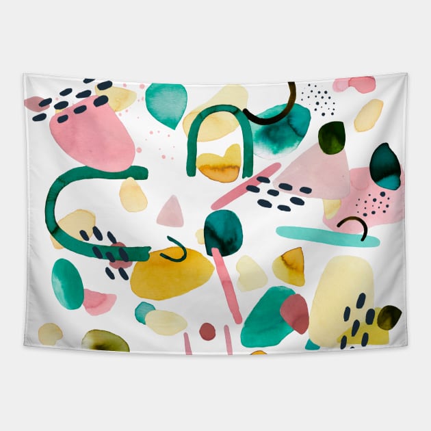 Geometric Organic Pieces Tapestry by ninoladesign