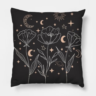 Stars And Flowers Modern Boho Pillow