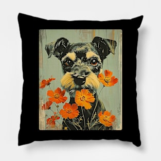 Yorkshire Terrier Flowers Photo Art Design For Dog Onwer Pillow