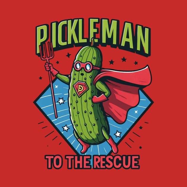 Pickleman To the Rescue Pickleball Pickle Humor by Battlefoxx Living Earth