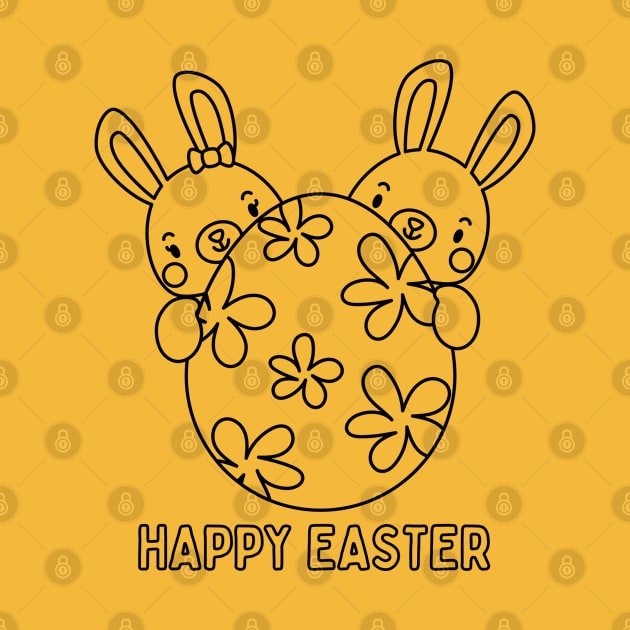 HAPPY EASTER. CUTE BUNNY DESIGN by JK Mercha