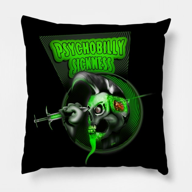 Psychobilly Sickness Pillow by hardtbonez