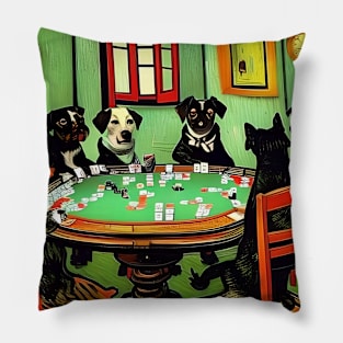 Four Dogs Playing Poker In Pillow