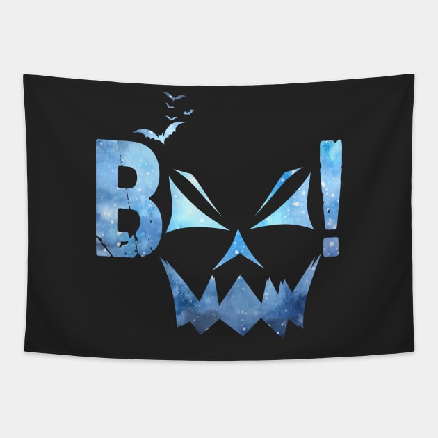 BOO Pumpkin Face Crazy Halloween Pumpkin Jack-O Lantern - Toothy Grin - Scary Glow Smile Tapestry by BicycleStuff