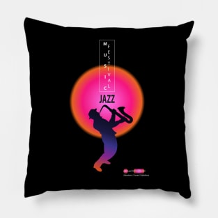 JAZZ MUSIC Festival Sax Lover Musician Saxophone player t-shirt futuristic design Contemporary Art Pillow