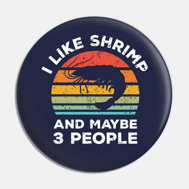 I Like Shrimp and Maybe 3 People, Retro Vintage Sunset with Style Old Grainy Grunge Texture Pin by Ardhsells