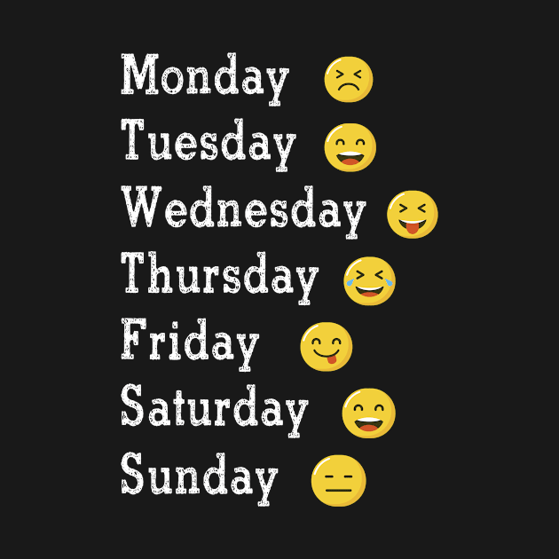 Emoji Emoticons Days of the Week World Emoji Day Shirt Gifts by jenneketrotsenburg