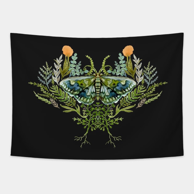 Moth with Plants Tapestry by LEvans