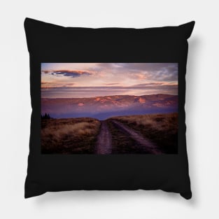 Country road at sunset Pillow