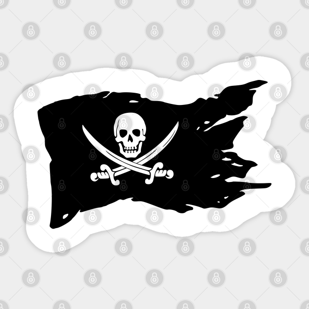Pirate Flag Jolly Roger Skull With Crossed Swords Pirate Flag Crossed Swords Pegatina Teepublic Mx