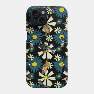 Blue and Yellow Flowers and Birds Phone Case