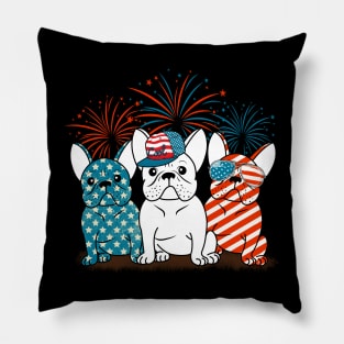 French Bulldog Dog USA 4th of July American Frenchie Pillow