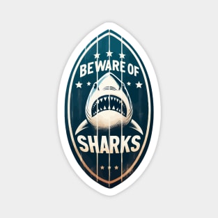 Beware of Sharks retro vintage Magnet