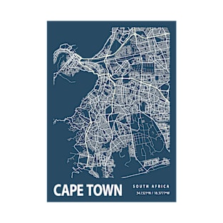 Cap Town Blueprint Street Map, Cap Town Colour Map Prints T-Shirt