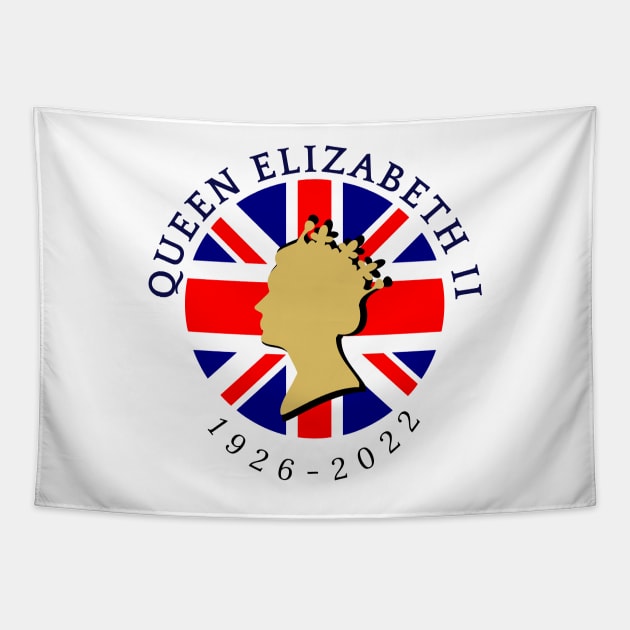 RIP Queen Elizabeth II (1926 - 2022) Print Design Tapestry by Jamille Art