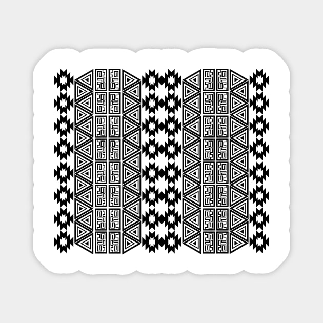 Aztec Pattern Design Black Magnet by JDP Designs