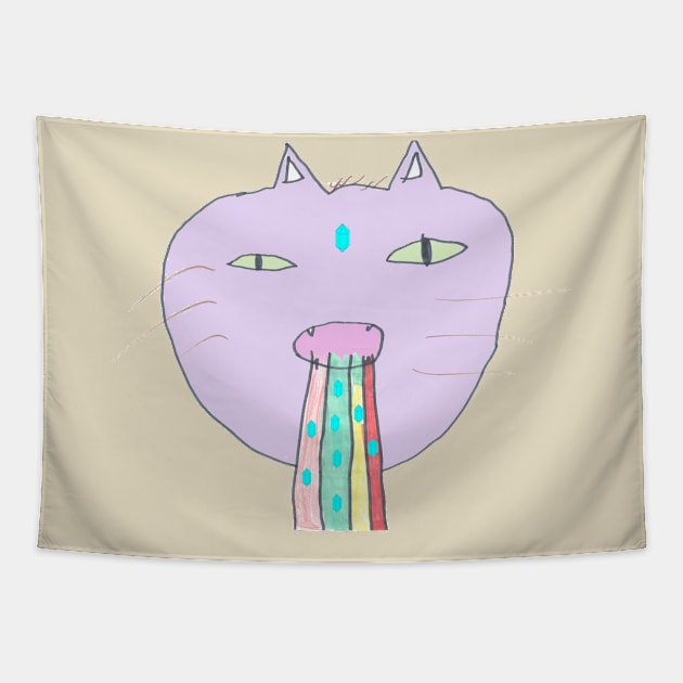 Purple Rainbow Cat Tapestry by vomitocat