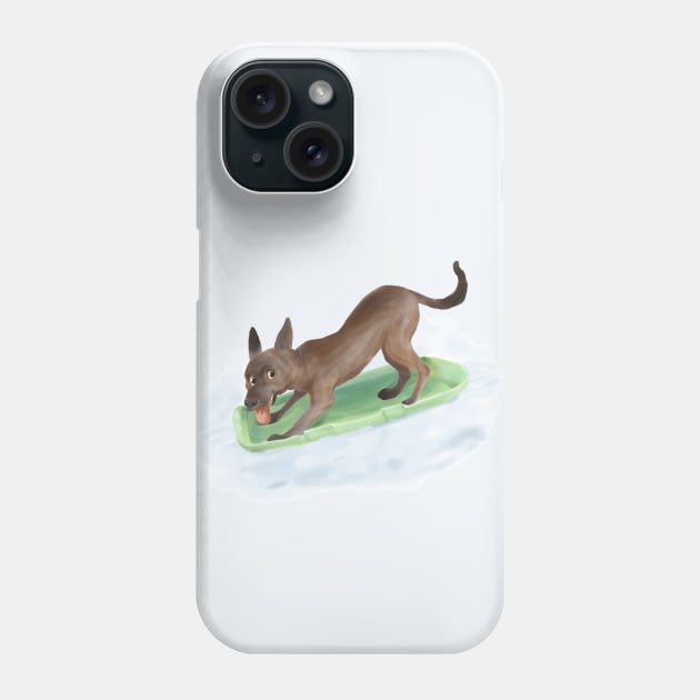 自己玩滑雪的狗dog skiing Phone Case by take a book