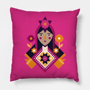 Romanian Folk Art Girl Pillow