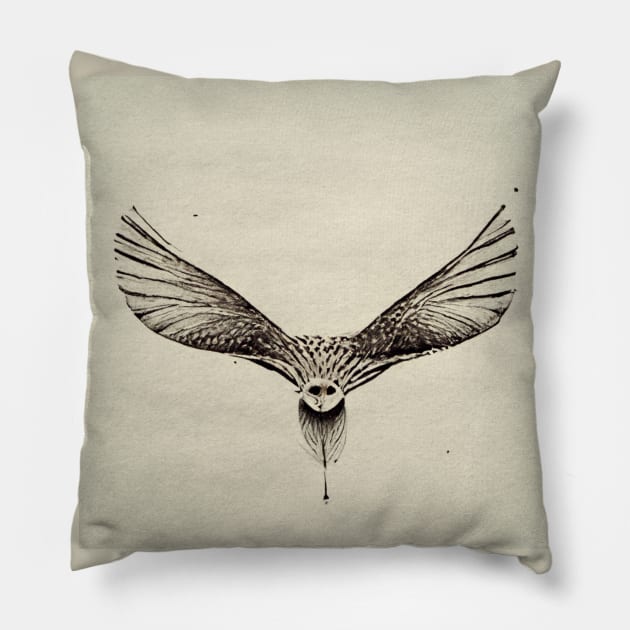 Hovering Kestrel Bird Pillow by fistikci