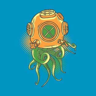 Octopus on the retro diving helmet T-Shirt