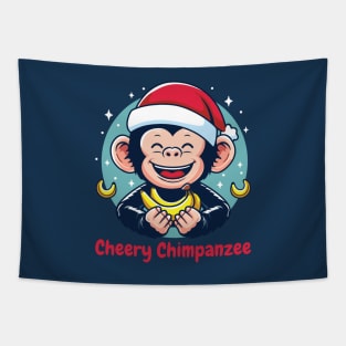 Cheery Chimpanzee Christmas Tapestry