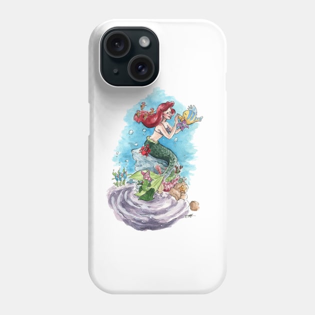 Ariel and Flounder Phone Case by Carlotta Mascolo Art