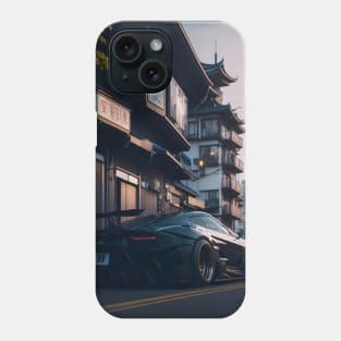 Dark Sports Car in Japanese City Phone Case